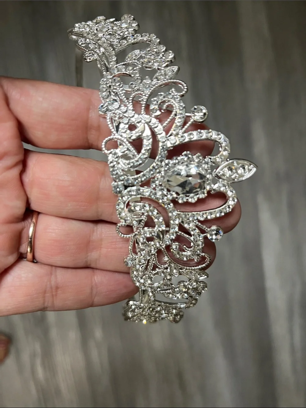 Crystal Silver Bridal Tiara Headpiece - Elegant Sparkling Accent